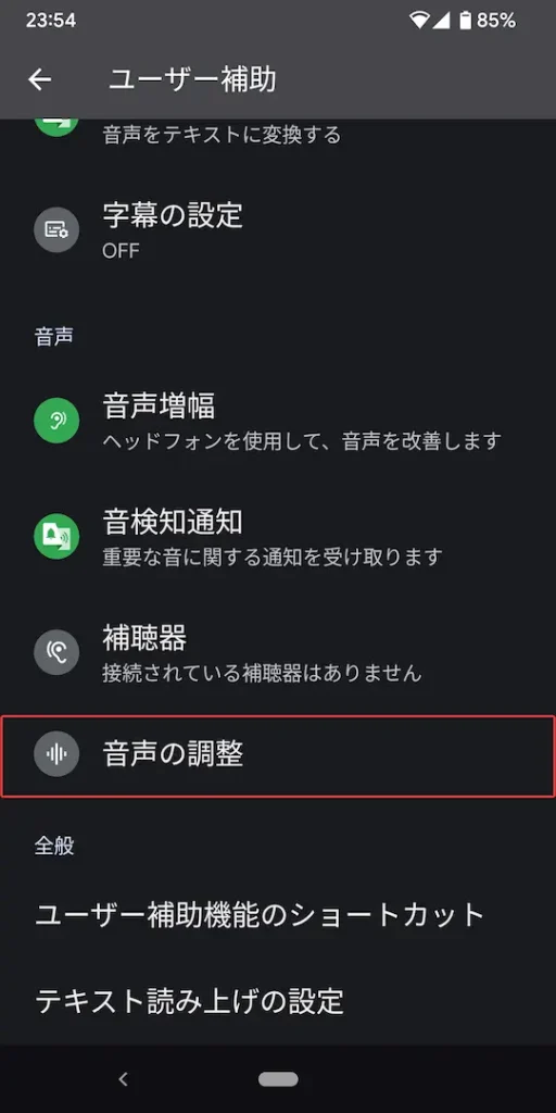 「音声の調整」をタップ